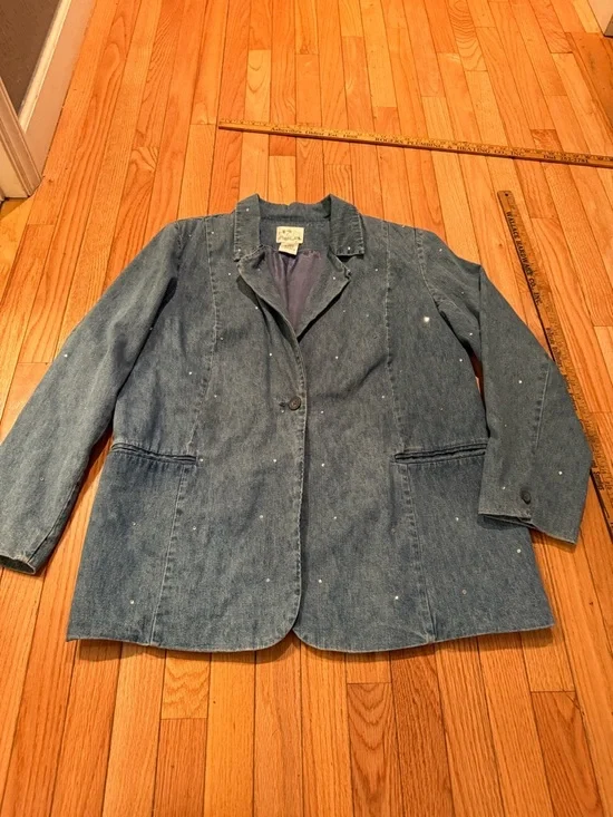 VTG Quacker Factory Denim Jacket Sequins- 1X - Picture 3 of 9